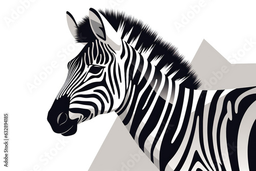 Zebra, Minimalist Style, White Background Cartoonish, Flat Illustration.. Generative AI © Anastasiia