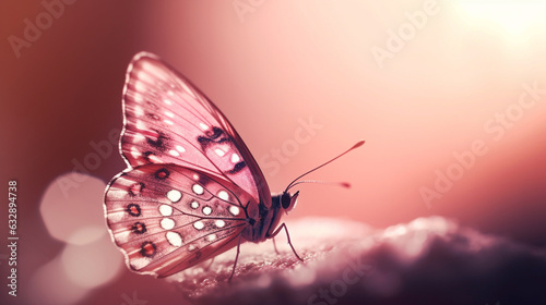 Dainty butterfly wings, Solid pink background, bokeh  photo