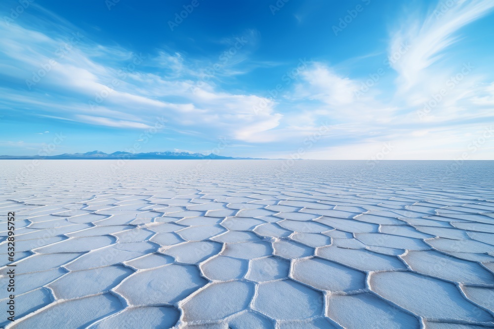 Obraz premium Geometric Pattern Of Salt Flats In A Desert, Generative AI