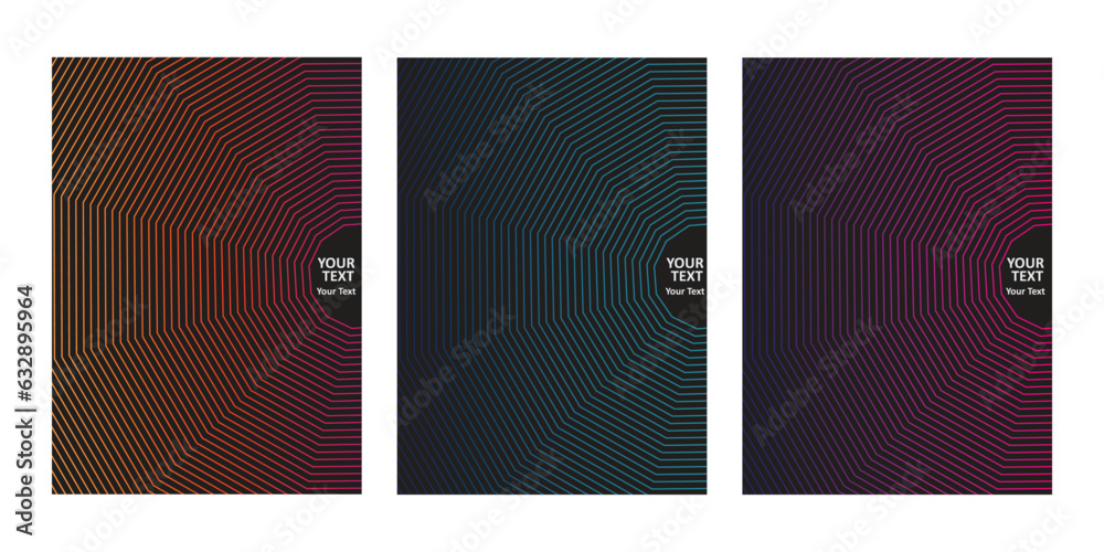 Cover design template set with abstract lines modern color gradient style pattern on background for decoration presentation, brochure, catalog, poster, book, magazine. Vector Illustration