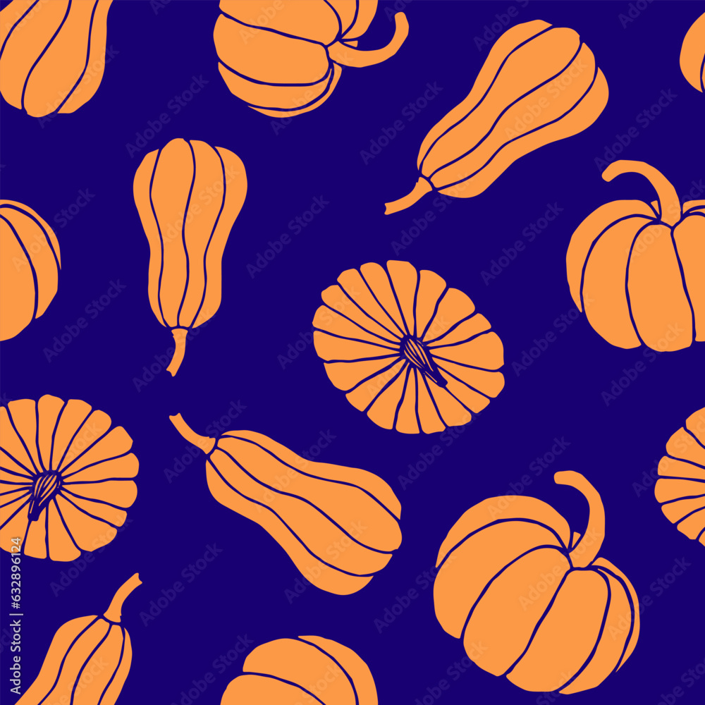 Beautiful pumpkin halloween thanksgiving seamless pattern