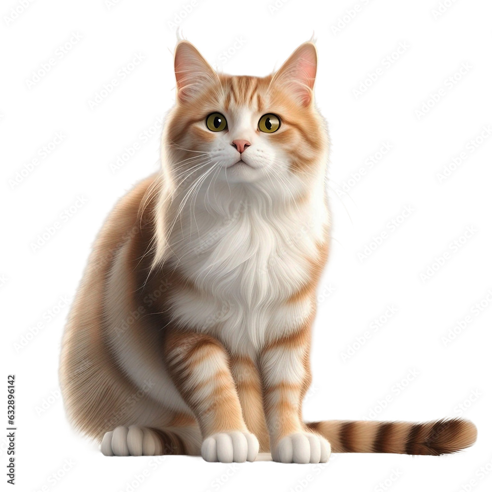 Cute cat isolated on transparent background