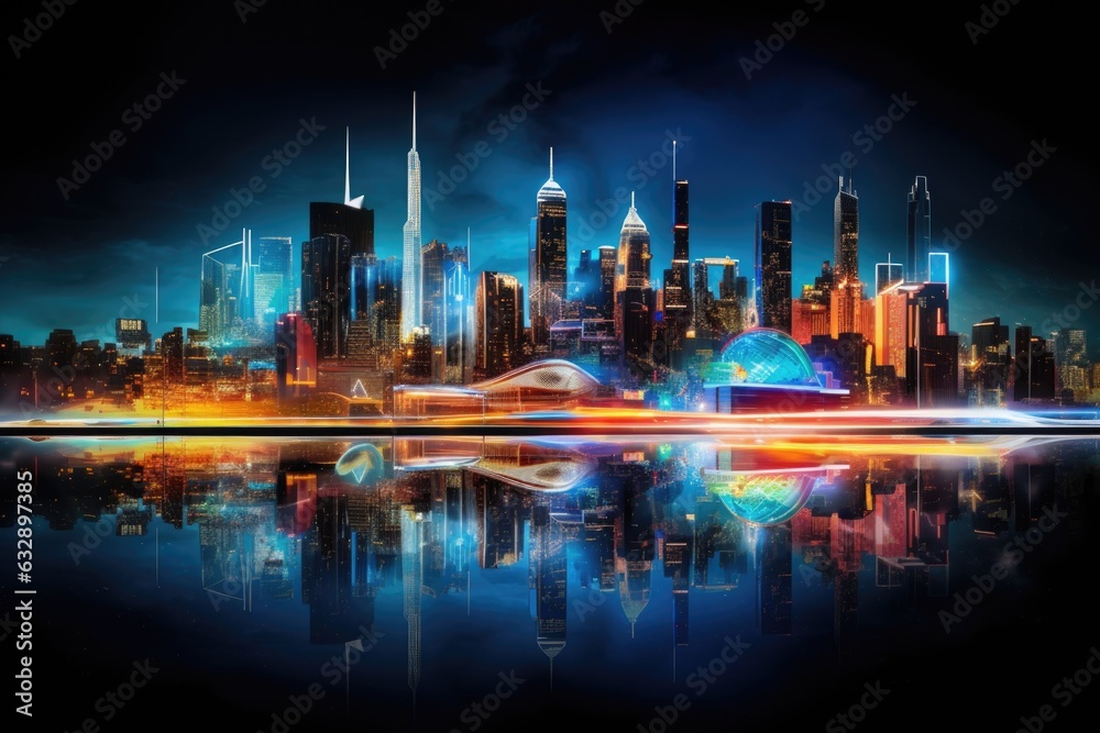 Obraz premium 3d hologram of futuristic cityscape