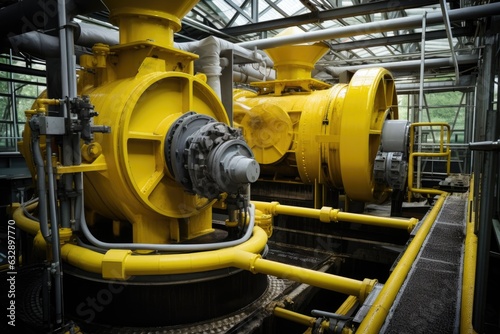 close-up of wastewater treatment plant machinery