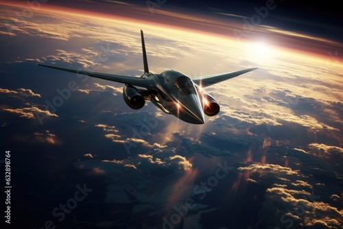 sleek spaceplane entering earths atmosphere