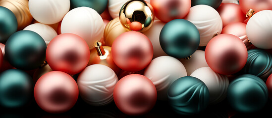 Colorful Christmas balls border background