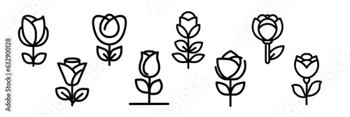 Rose flower icon sheet vector art collection