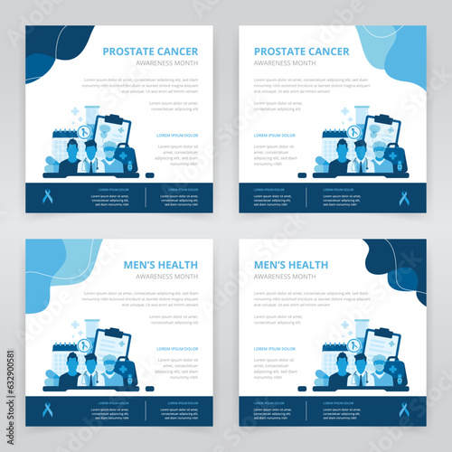 Social media post template set which shows the importance of early detection and proper treatments in men's health issues such as prostate cancer