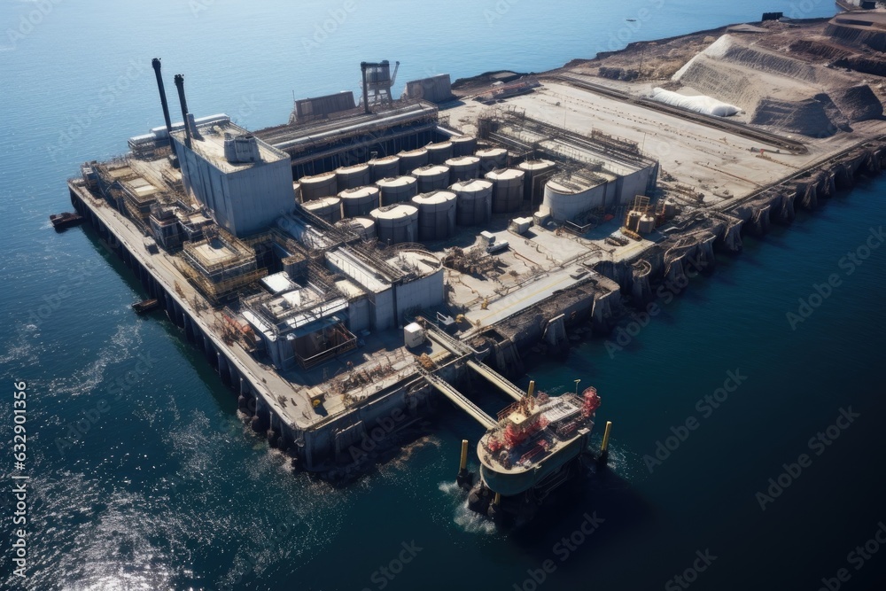 aerial view of marine power plant installation