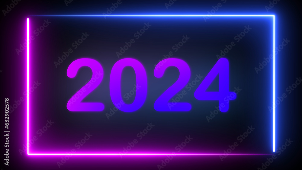 Step into countdown Happy new year 2024 vibrant sci-fi scene with our mesmerizing abstract neon loop art. Experience the future in a stylish purple and blue frame Step into countdown Happy new year 2024 vibrant sci-fi scene with our mesmerizing abstract neon loop art. Experience the future in a stylish purple and blue frame