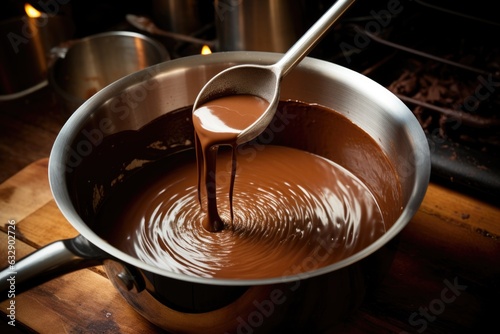 whisk stirring hot chocolate in a pot