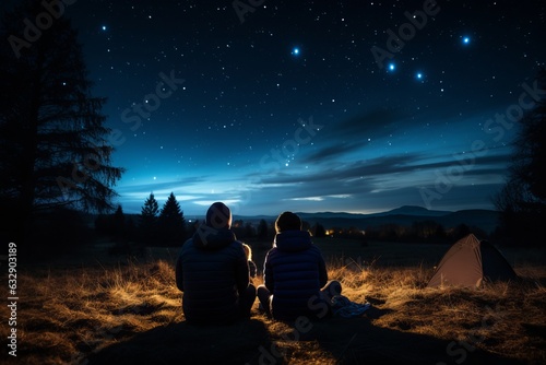 Mother And Her Family Stargazing, Generative AI