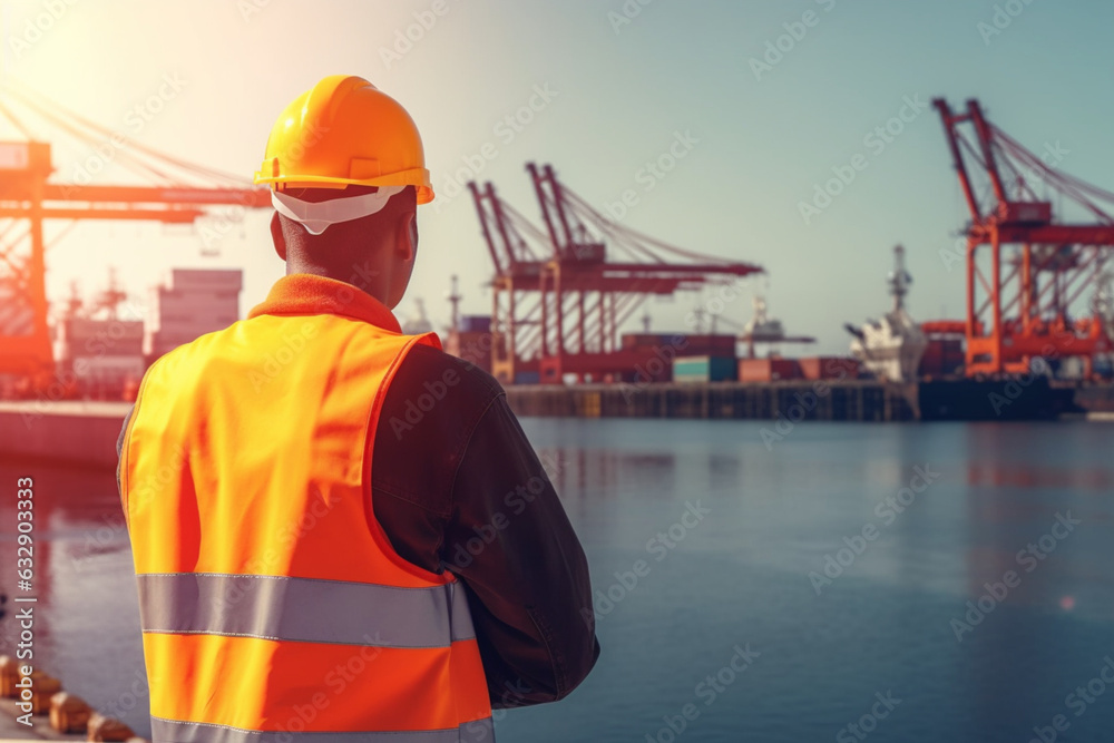 An industry with cargo ship engineer workers. Safety Surveys by Uniformed Engineer Teams in the Cargo Ship Area. An industry with cargo ship engineer workers. Safety Surveys by Uniformed Engineer Teams in the Cargo Ship Area.