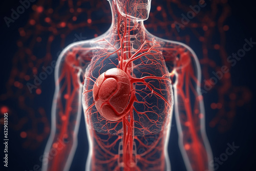 An illustration of the human circulatory system, highlighting the pathways of blood flow, Circulatory system, bokeh  photo