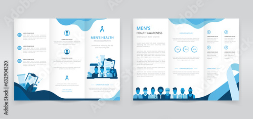 Trifold brochure, pamphlet, triptych leaflet or flyer template which shows the importance of early detection and proper treatments in men's health issues such as prostate cancer