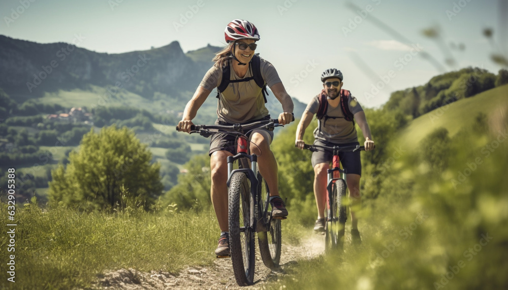 Fototapeta premium couple on bicycles