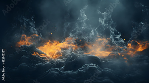 Fotografia A fluid simulation of water smoke and fire