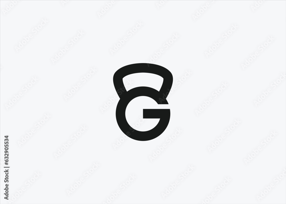initial g with kettlebell logo design vector silhouette illustration initial g with kettlebell logo design vector silhouette illustration
