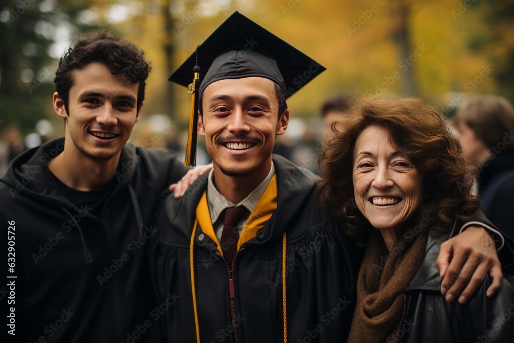 Fototapeta premium Graduate Thanking Their Parents, Generative AI