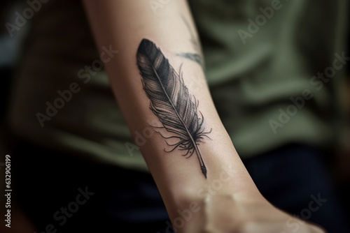 Feather quill, Minimal tattoo, 