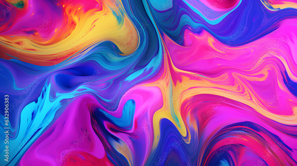 Obraz premium A psychedelic style with rainbow colors patterns, colorful liquid background