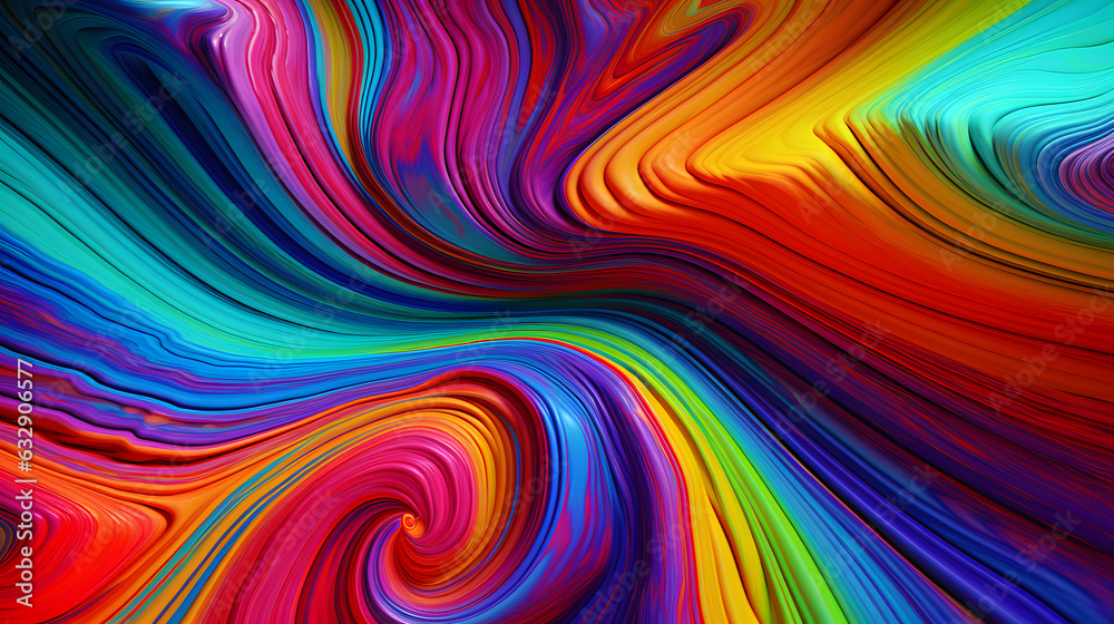 A psychedelic style with rainbow colors patterns, colorful liquid background