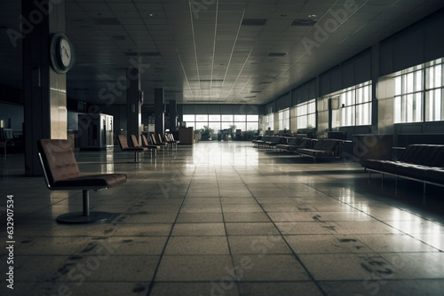 Silent and deserted airport departure lounge, Business,  photo