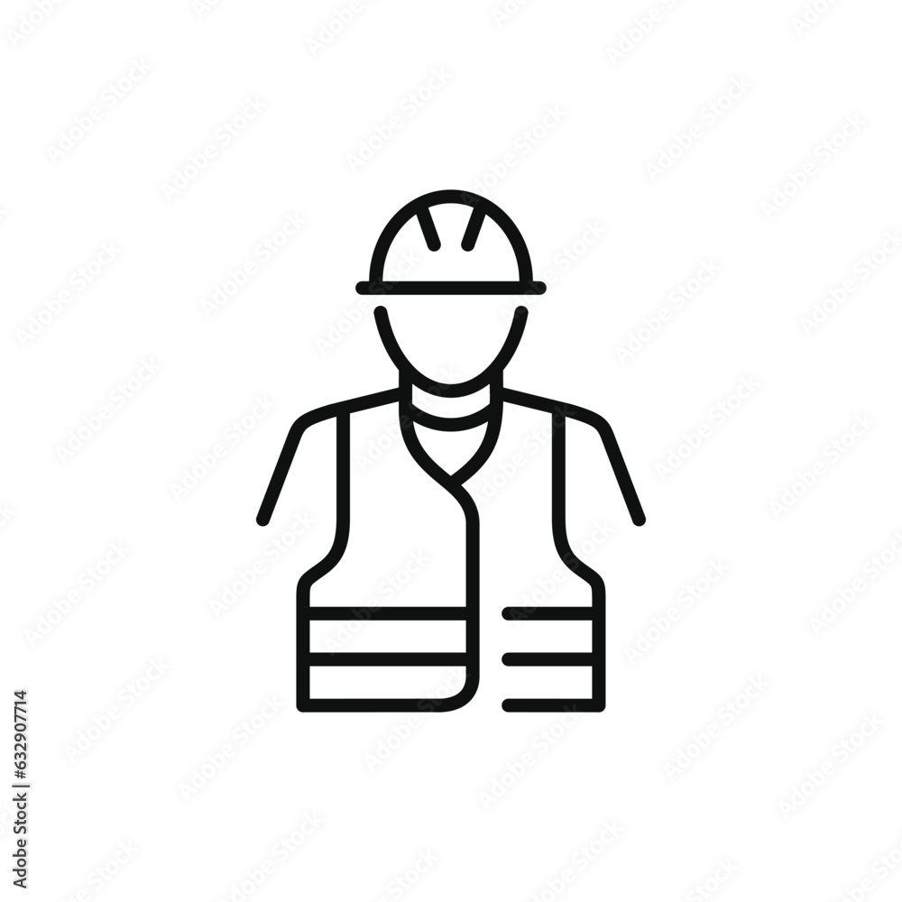 Construction worker line icon isolated on white background. Worker icon. Builder icon