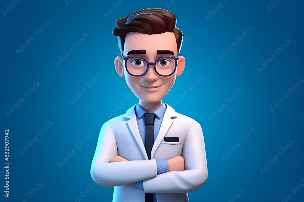 A professional young male doctor cartoon character. Medic specialist with stethoscope in doctor uniform. Medical concept. A professional young male doctor cartoon character. Medic specialist with stethoscope in doctor uniform. Medical concept.