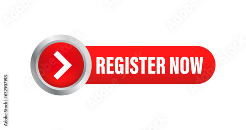 Registration buttons are now in two versions with an arrow. White and red colors. Vector button for registration in services, blogs, websites. Click here. UI UX, website. Vector illustration