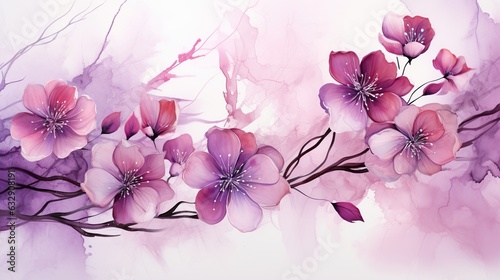 Elegant flower with watercolor style for background and invitation wedding card  AI generated image