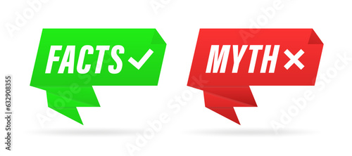 Myths facts. Myths vs facts banners. Badges for marketing and advertising. Vector illustration