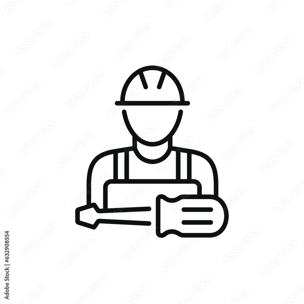 Construction worker line icon isolated on white background. Worker icon. Builder icon Construction worker line icon isolated on white background. Worker icon. Builder icon