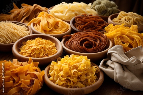 Display Of Different Types Of Pasta, Generative AI