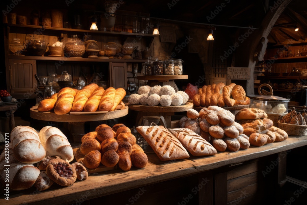 Display Showcasing Freshly Baked Bread, Generative AI