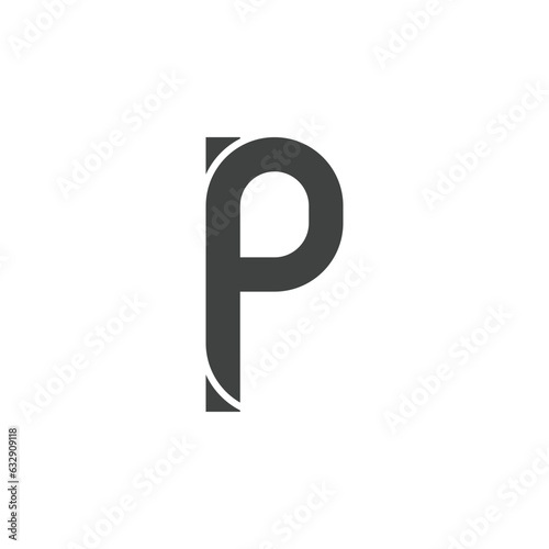Initial alphabet letter P font icon
