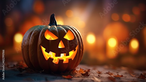 halloween, one pumpkin with blur halloween background © Ирина Рычко