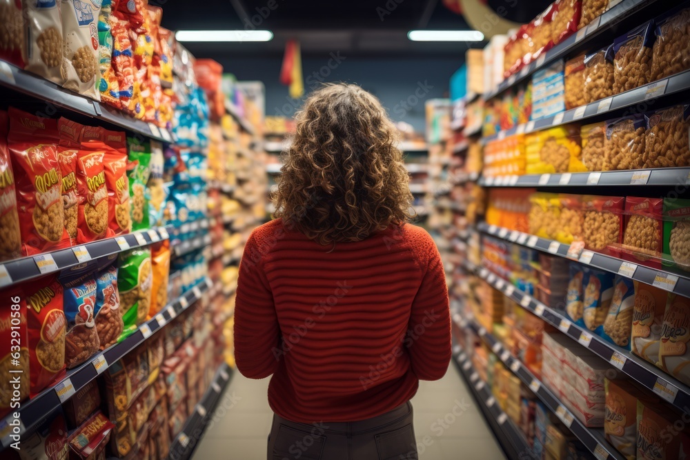Shopper Browsing Through The Cereal Aisle, Generative AI  - obrazy, fototapety, plakaty 