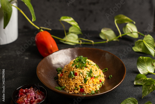 Typical traditional dish called Arroz chaufa, which is a fusion between Peruvian and Asian food.