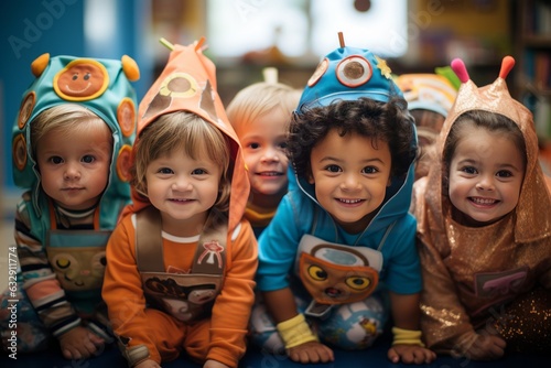 Fotomural Kindergarten Children Dressed Up For A Fashion Show, Generative AI
