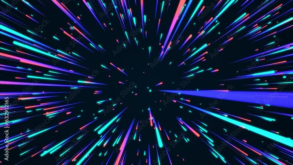 Future hyperspace star travel. Abstract colors light ray on the speed. Explosion in universe. Movements galaxy in infiniti. Warp jump background. Hyperspeed firework. Perspective lines. 3D rendering.