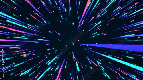 Future hyperspace star travel. Abstract colors light ray on the speed. Explosion in universe. Movements galaxy in infiniti. Warp jump background. Hyperspeed firework. Perspective lines. 3D rendering.