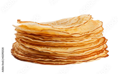 Stack of Delicate Crepes Isolated on Transparent Background. Generative AI