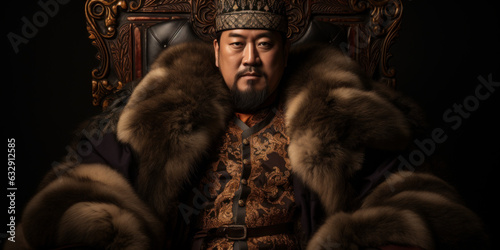 Kublai Khan, khagan of the Mongol Empire. Generative AI photo