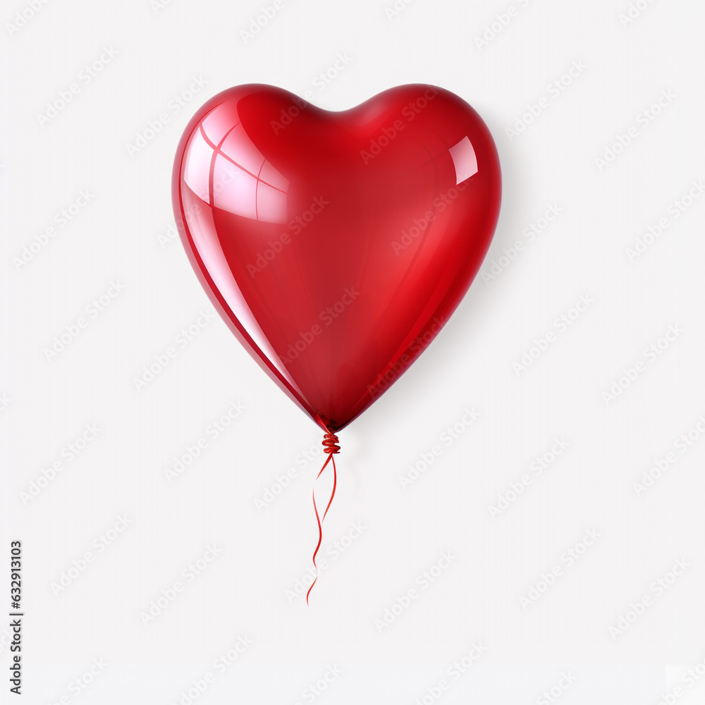 Red heart shaped balloon isolated on transparent with generate Ai Red heart shaped balloon isolated on transparent with generate Ai