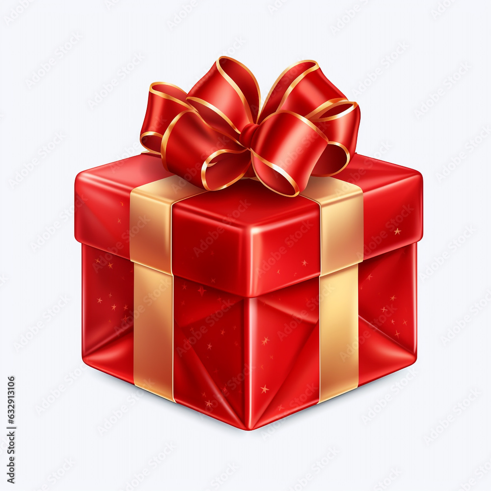 Obraz premium Red gift box isolated on transparent with generate Ai