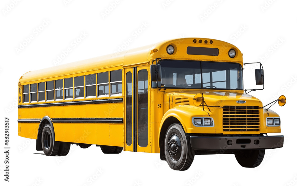 Vibrant Yellow School Bus on Transparent Background. generative AI