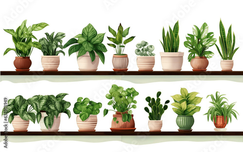 Collection of Various Houseplants Displayed in Ceramic. generative AI