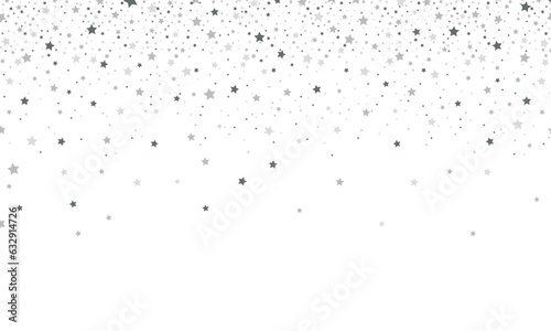 Falling stars background. Stars pattern. Light silver glitter confetti.