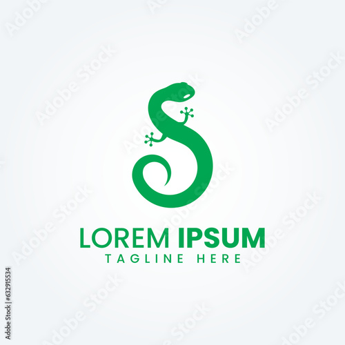 Letter S with Salamander logo vector. Lizard Logo design template